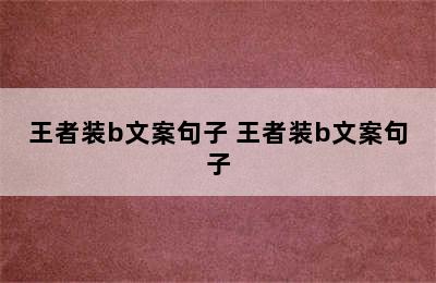 王者装b文案句子 王者装b文案句子